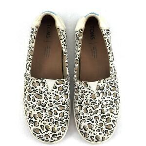 TOMS Leopard Print Alpargata Slip On Shoes Womens Size 7 Canvas Flats EUC